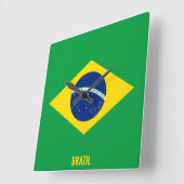 Braziliaans nationaal vlagpatriottisch vierkante klok (Hoek)