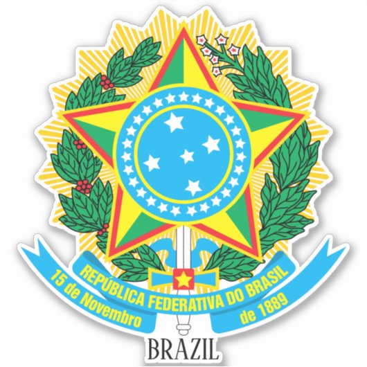 Braziliaans nationaal wapenschild sticker (Voorkant)
