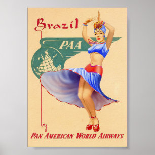 Braziliaans Poster voor retro Vintage Travel Print