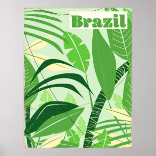 Braziliaans regenwoud vintage vakantieprint poster