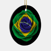 Braziliaans Roos vlag op zwart Keramisch Ornament (Rechts)