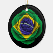 Braziliaans Roos vlag op zwart Keramisch Ornament (Links)