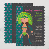 Braziliaans Samba girl Birthday Party uitnodiging (Voorkant / Achterkant)