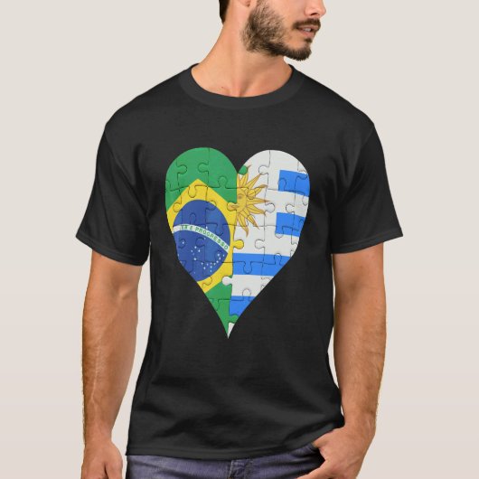 Braziliaans Uraguyan Flag Heart T-shirt (Voorkant)