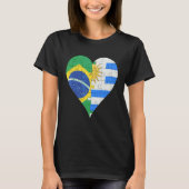 Braziliaans Uraguyan Flag Heart T-shirt (Voorkant)