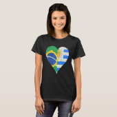 Braziliaans Uraguyan Flag Heart T-shirt (Voorkant volledig)