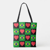 Braziliaans Vlag Hoorspatroon Patriottisch Brazili Tote Bag (Achterkant)
