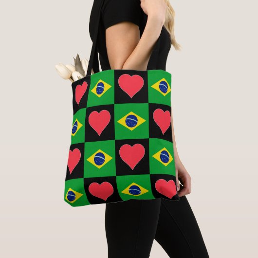 Braziliaans Vlag Hoorspatroon Patriottisch Brazili Tote Bag (Dichtbij)