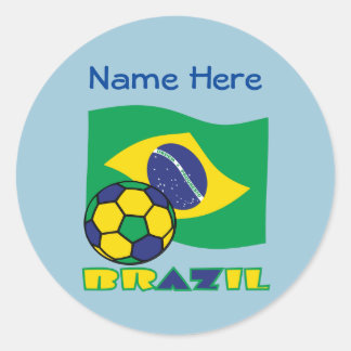 Braziliaans Vlag Voetbal Brazilië Blauw Personalis Ronde Sticker