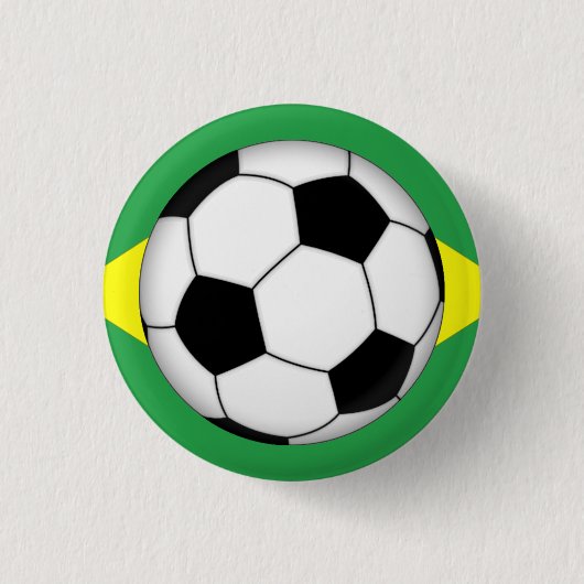 Braziliaans Vlag Voetbal Pin-Back Button Badges (Voorkant)