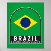 Braziliaans vlagEmbleem Verstoorde Vintage Poster (Voorkant)