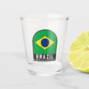 Braziliaans vlagEmbleem Verstoorde Vintage Shot Glas