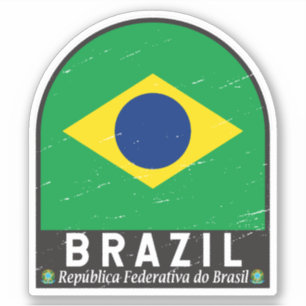 Braziliaans vlagEmbleem Verstoorde Vintage Sticker