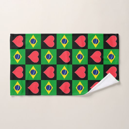 Braziliaans vlaggen- en hartpatroon handdoek (Handdoek)