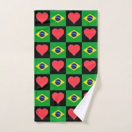 Braziliaans vlaggen- en hartpatroon handdoek