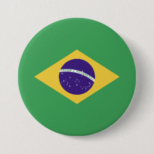 Braziliaans vlaggenembleem ronde button 7,6 cm