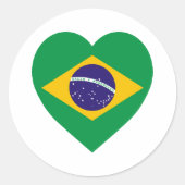 Braziliaans vlaggenhart ronde sticker (Voorkant)