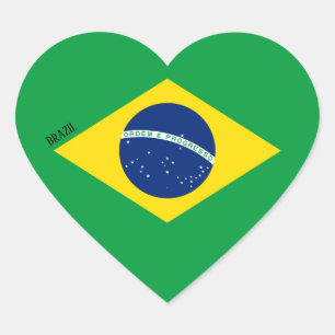 Braziliaans vlaggenpatriottisch hart sticker