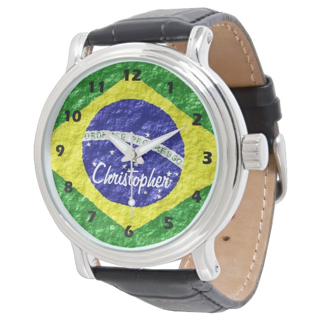 Braziliaans Vlagontwerp Horloge (Gekanteld)