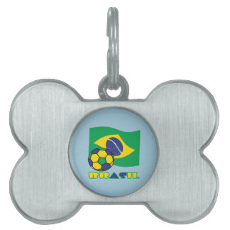 Braziliaans Voetbal en Vlag Brazilië in het Portug Huisdieren Naamplaatje