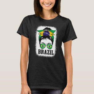 Braziliaans Voetbal Messy Bun Mam Braziliaanse vla T-shirt