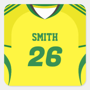 Braziliaans Voetbalshirt Aangepaste Naam Nummer St Vierkante Sticker