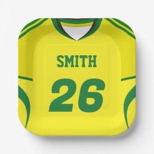 Braziliaans voetbalshirt met aangepaste naam en nu papieren bordje