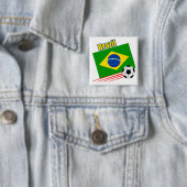 Braziliaans voetbalteam vierkante button 5,1 cm (In situ)