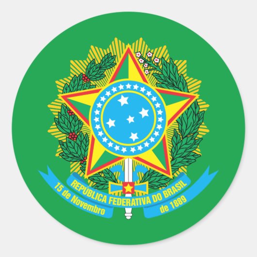 Braziliaans Wapen, Brazilië Ronde Sticker (Voorkant)