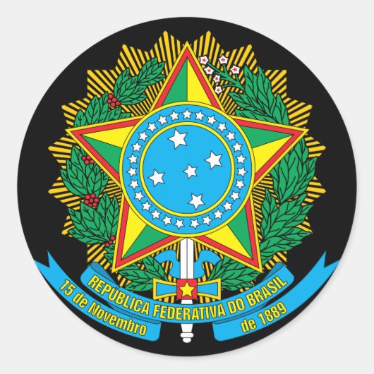 Braziliaans wapen ronde sticker (Voorkant)