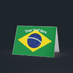 Braziliaans wenskaart met aangepaste tekst kaart<br><div class="desc">Braziliaans wenskaart met aangepaste tekst. Aangepaste kaarten met Braziliaanse vlag. Patriottisch design met elegante typografie. Geweldig voor Happy Birthday,  Feestdagen,  carnaval en andere feesten. Ook verkrijgbaar in grote oversized maten. Brasiliaanse trots.</div>