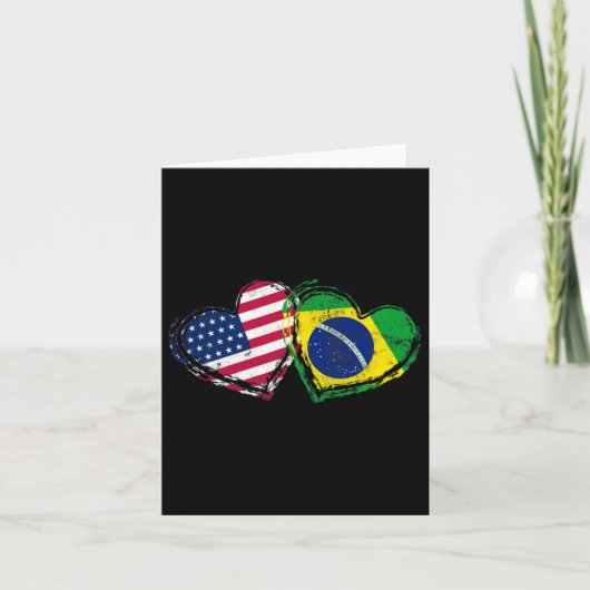 Braziliaanse Amerikaanse Vlag Hart Braziliaans Ame Kaart (Voorkant)