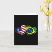 Braziliaanse Amerikaanse Vlag Hart Braziliaans Ame Kaart (Gele Bloem)