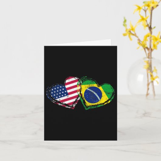 Braziliaanse Amerikaanse Vlag Hart Braziliaans Ame Kaart (Gele Bloem)