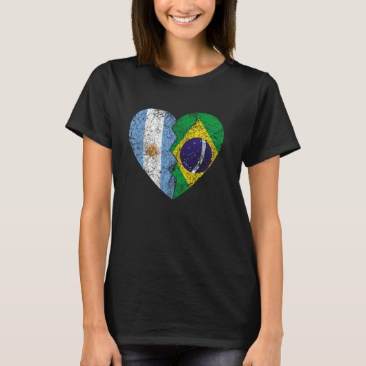 Braziliaanse Argentijnse vlaggen hart Argentinië B T-shirt (Voorkant)