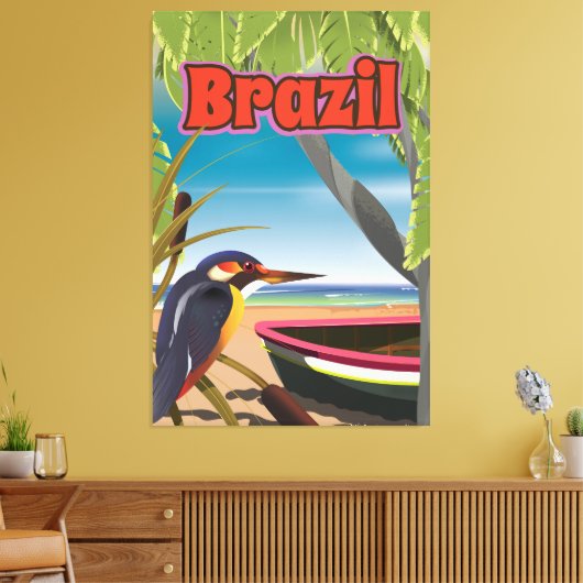 Braziliaanse Beach Post Card-reisafdruk Canvas Afdruk (Insitu (Woonkamer))