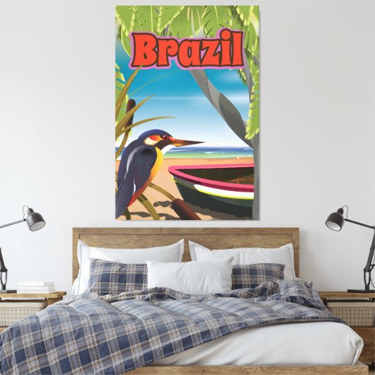 Braziliaanse Beach Post Card-reisafdruk Canvas Afdruk (Insitu (Slaapkamer))