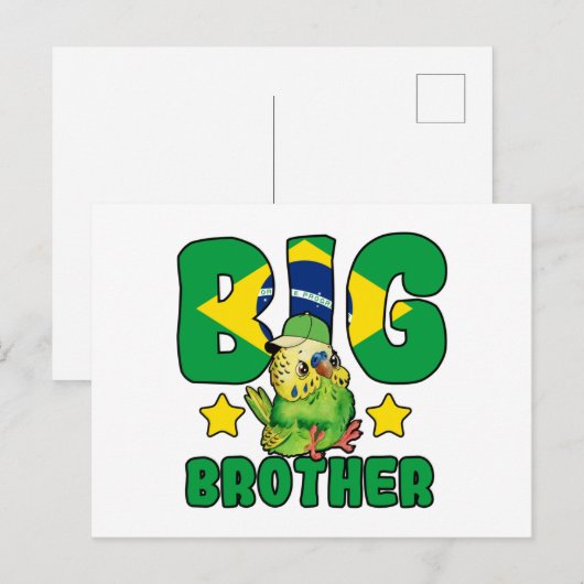 Braziliaanse Big Brother - Vogel met Brazilië Vlag Briefkaart (Voorkant / Achterkant)