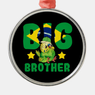 Braziliaanse Big Brother - Vogel met Brazilië Vlag Metalen Ornament