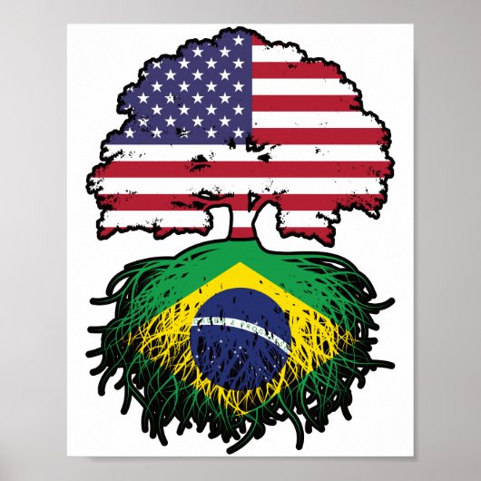 Braziliaanse Braziliaanse Amerikaanse vlag Poster (Voorkant)