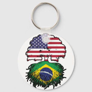 Braziliaanse Braziliaanse Amerikaanse vlag Sleutelhanger