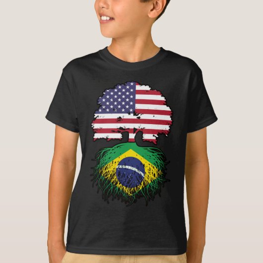 Braziliaanse Braziliaanse Amerikaanse vlag T-shirt (Voorkant)