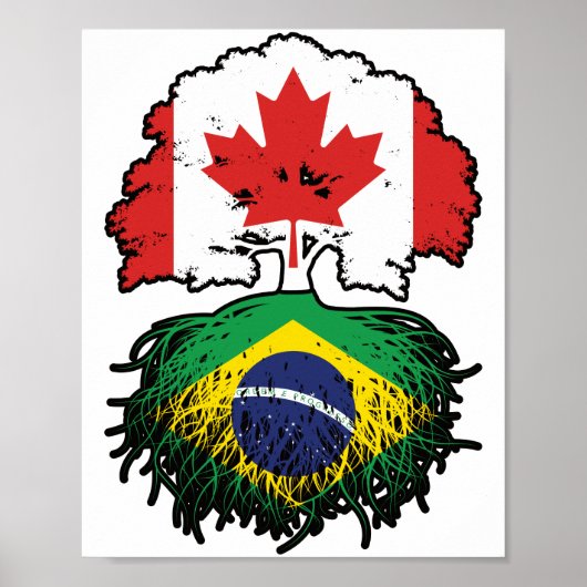 Braziliaanse Braziliaanse Canadese vlag voor booms Poster (Voorkant)