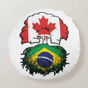 Braziliaanse Braziliaanse Canadese vlag voor booms Rond Kussen