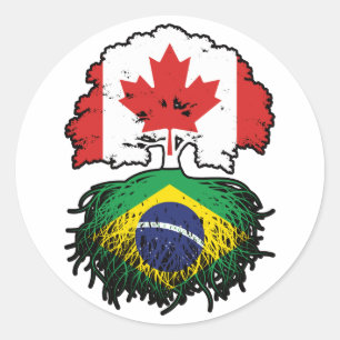 Braziliaanse Braziliaanse Canadese vlag voor booms Ronde Sticker