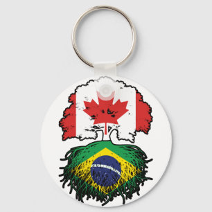 Braziliaanse Braziliaanse Canadese vlag voor booms Sleutelhanger