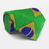 Braziliaanse Braziliaanse vlag Glitter Professione Stropdas (Opgerold)