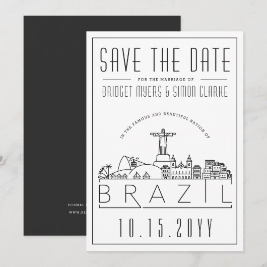 Braziliaanse bruiloft gestileerde skyline save the kaart (Voorkant / Achterkant)