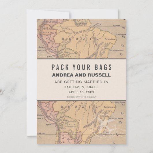 Braziliaanse bruiloft pak je tassen save the date (Voorkant)