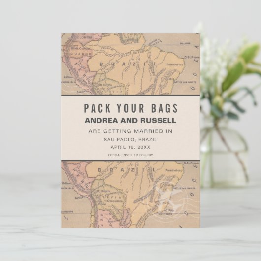 Braziliaanse bruiloft pak je tassen save the date (Staand voorkant)